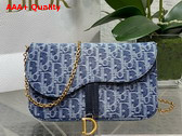 Dior Medium Saddle Pouch with Chain Blue Denim Dior Oblique Jacquard Replica