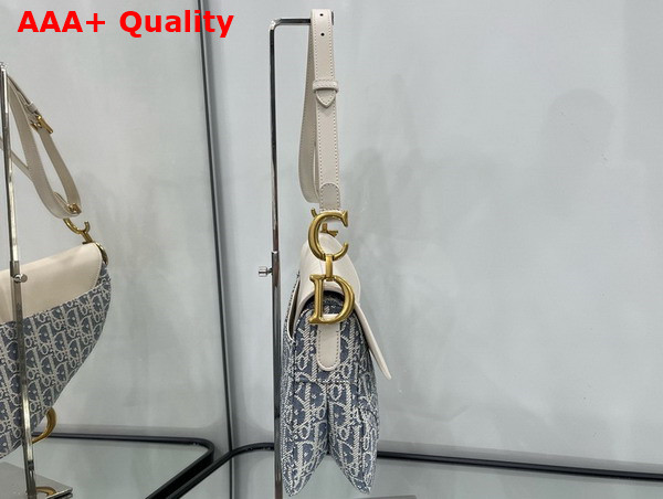 Dior Medium Saddle Soft Bag Blue Dior Oblique Chambray with Raffia Effect and Light Biscuit Smooth Calfskin Replica
