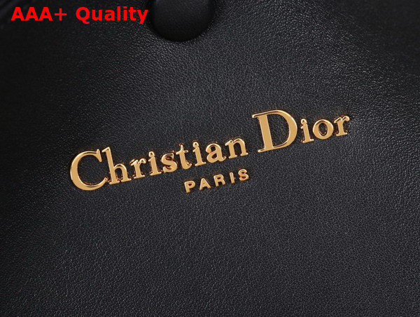 Dior Medium Signature Bucket Bag in Black Cannage Tweed and Smooth Calfskin Replica