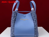 Dior Medium Signature Bucket Bag in Blue Cannage Tweed and Smooth Calfskin Replica