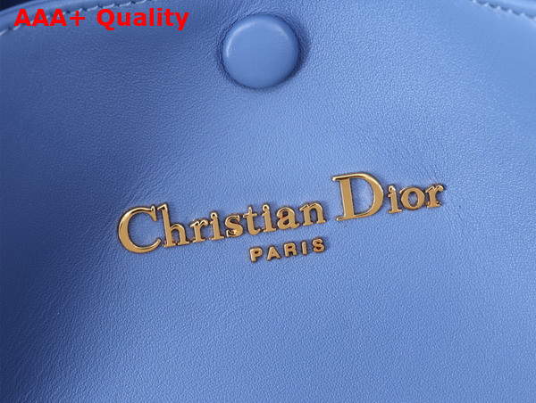 Dior Medium Signature Bucket Bag in Blue Cannage Tweed and Smooth Calfskin Replica