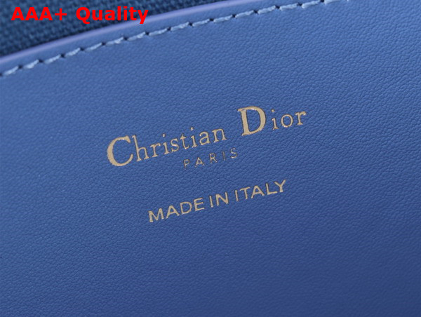 Dior Medium Signature Bucket Bag in Blue Cannage Tweed and Smooth Calfskin Replica