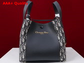 Dior Medium Signature Bucket Bag in Blue Dior Oblique Jacquard and Smooth Calfskin Replica