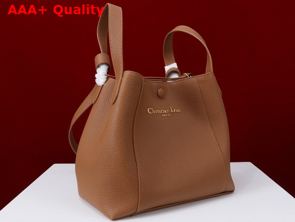 Dior Medium Signature Bucket Bag in Brown Grained Calfskin Replica