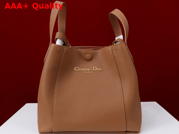 Dior Medium Signature Bucket Bag in Brown Grained Calfskin Replica