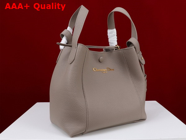 Dior Medium Signature Bucket Bag in Gray Grained Calfskin Replica