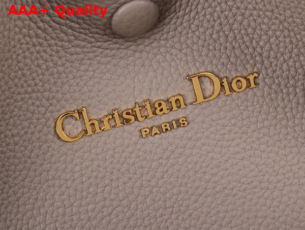 Dior Medium Signature Bucket Bag in Gray Grained Calfskin Replica