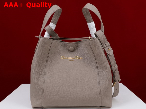Dior Medium Signature Bucket Bag in Gray Grained Calfskin Replica