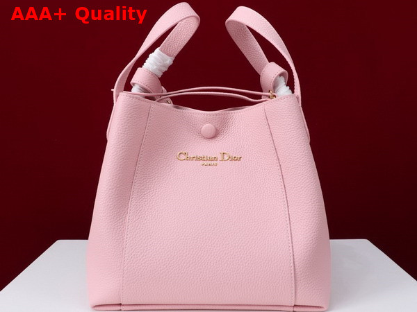 Dior Medium Signature Bucket Bag in Pink Grained Calfskin Replica