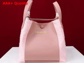 Dior Medium Signature Bucket Bag in Rose des Vents Cannage Tweed and Smooth Calfskin Replica