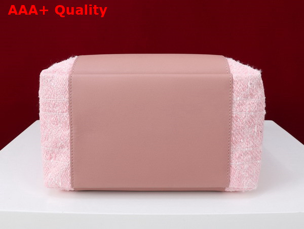 Dior Medium Signature Bucket Bag in Rose des Vents Cannage Tweed and Smooth Calfskin Replica
