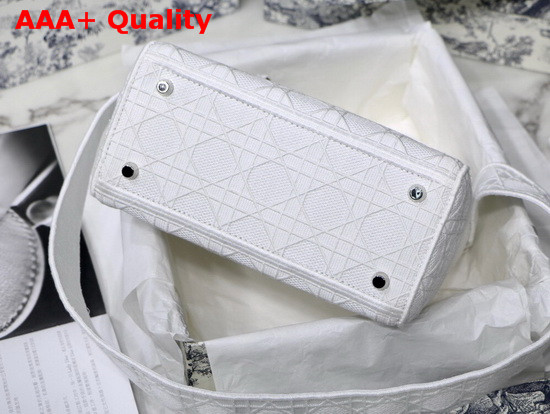 Dior Medium White Lady D Lite Embroidered Cannage Bag Replica