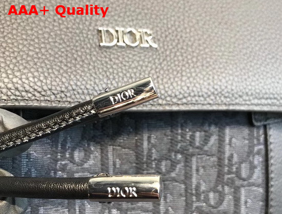 Dior Men Backpack Black Dior Oblique Jacquard and Black Grained Calfskin Replica