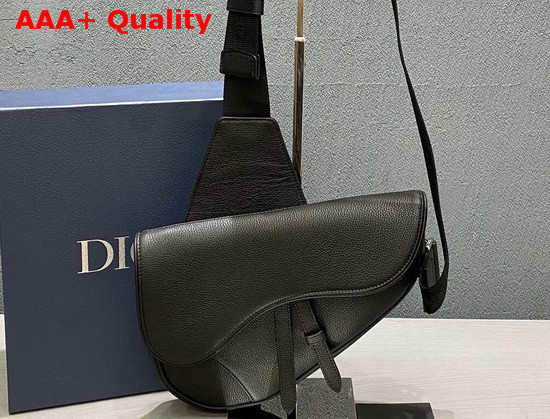 Dior Men Saddle Bag Black Grained Calfskin Replica