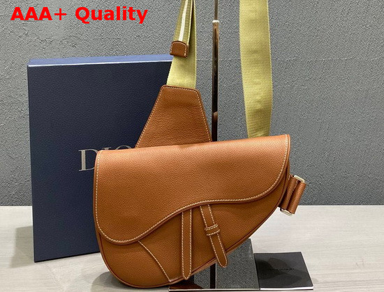 Dior Men Saddle Bag Brown Grained Calfskin Replica
