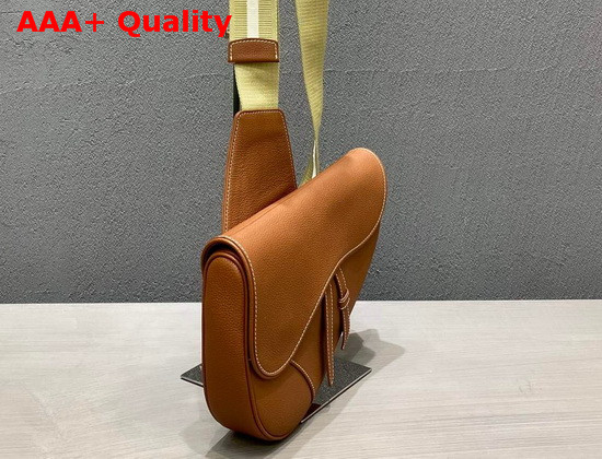 Dior Men Saddle Bag Brown Grained Calfskin Replica