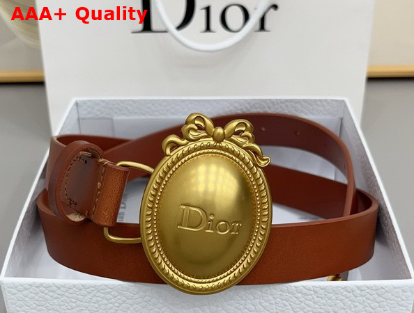 Dior Metaillon Belt in Brown Smooth Calfskin 25mm Replica