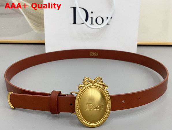 Dior Metaillon Belt in Brown Smooth Calfskin 25mm Replica