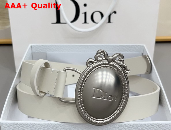 Dior Metaillon Belt in White Smooth Calfskin 25mm Replica