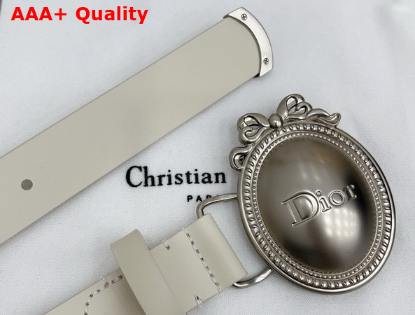 Dior Metaillon Belt in White Smooth Calfskin 25mm Replica