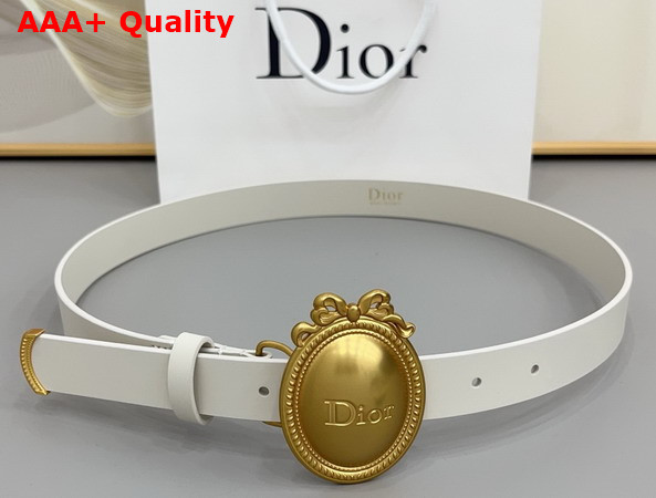Dior Metaillon Belt in White Smooth Calfskin 25mm Replica