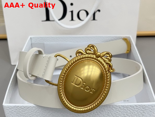 Dior Metaillon Belt in White Smooth Calfskin 25mm Replica
