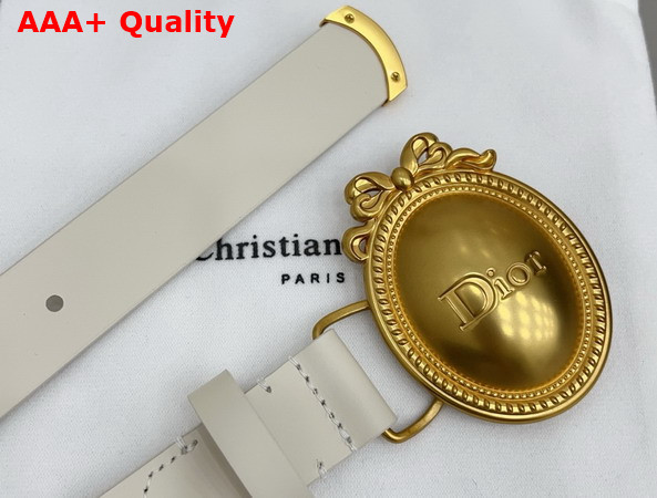 Dior Metaillon Belt in White Smooth Calfskin 25mm Replica