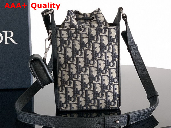 Dior Mini Bucket Bag Beige and Black Dior Oblique Jacquard with Black Grained Calfskin Replica