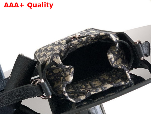 Dior Mini Bucket Bag Beige and Black Dior Oblique Jacquard with Black Grained Calfskin Replica