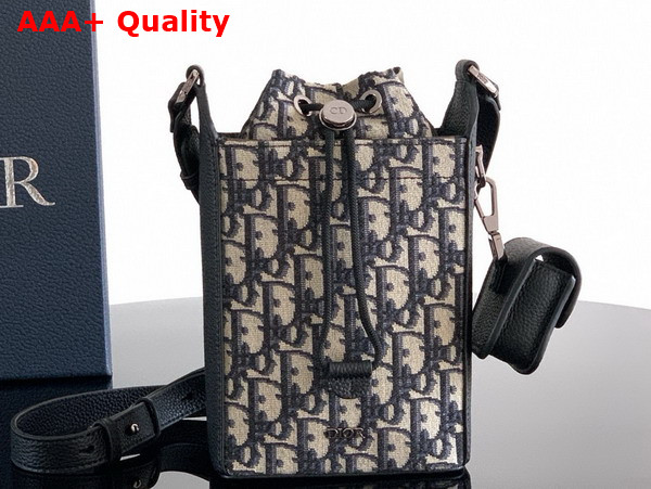 Dior Mini Bucket Bag Beige and Black Dior Oblique Jacquard with Black Grained Calfskin Replica