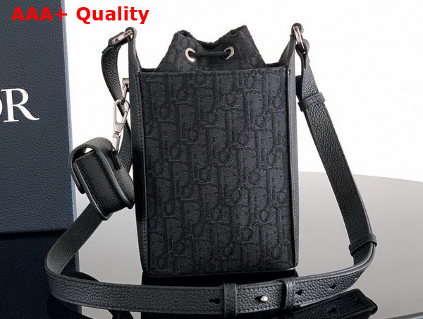Dior Mini Bucket Black Dior Oblique Jacquard and Black Grained Calfskin Replica