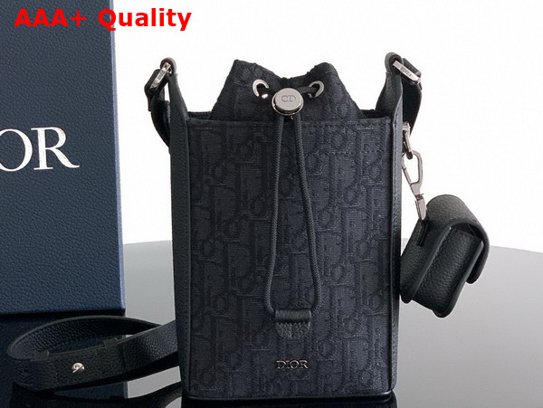 Dior Mini Bucket Black Dior Oblique Jacquard and Black Grained Calfskin Replica