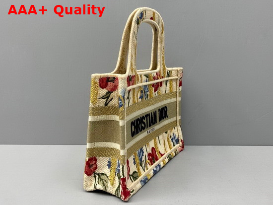 Dior Mini Dior Book Tote Beige Multicolor Dior Hibiscus Embroidery Replica