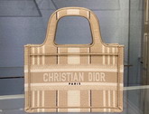 Dior Mini Dior Book Tote Beige Stripes Embroidery Replica