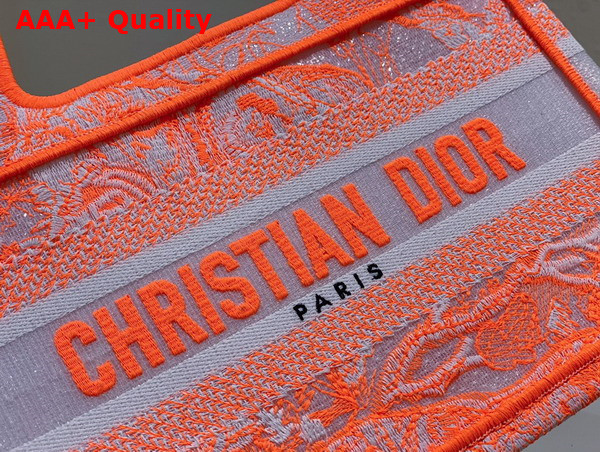 Dior Mini Dior Book Tote Fluorescent Orange Toile de Jouy Reverse Transparent Canvas Replica