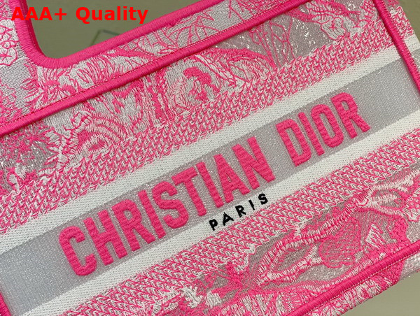 Dior Mini Dior Book Tote Fluorescent Pink Toile de Jouy Reverse Transparent Canvas Replica