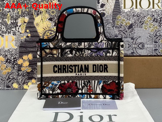 Dior Mini Dior Book Tote Multicolor Mille Fleurs Embroidery Replica