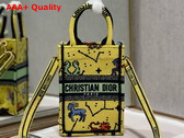 Dior Mini Dior Book Tote Phone Bag Yellow Multicolor Dior Pixel Zodiac Embroidery Replica