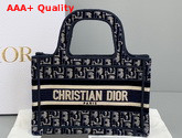 Dior Mini Dior Book Tote in Blue Dior Oblique Embroidered Velvet Replica