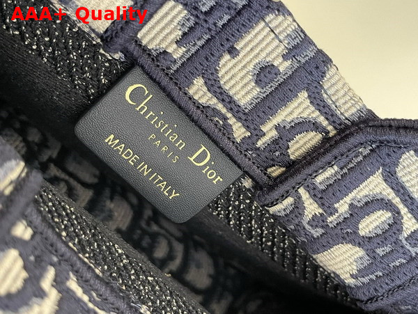 Dior Mini Dior Book Tote in Blue Dior Oblique Embroidery and Calfskin Replica