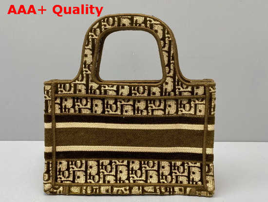 Dior Mini Dior Book Tote in Brown Dior Oblique Embroidered Velvet Replica