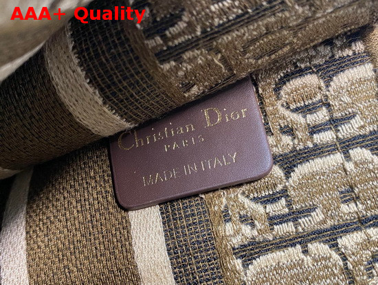 Dior Mini Dior Book Tote in Brown Dior Oblique Embroidered Velvet Replica