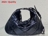 Dior Mini Dior Caro Tulip Bag Black Quilted Macrocannage Calfskin Replica