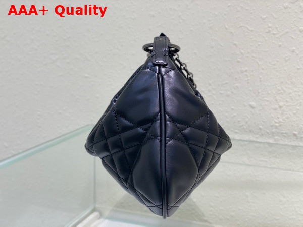 Dior Mini Dior Caro Tulip Bag Black Quilted Macrocannage Calfskin Replica