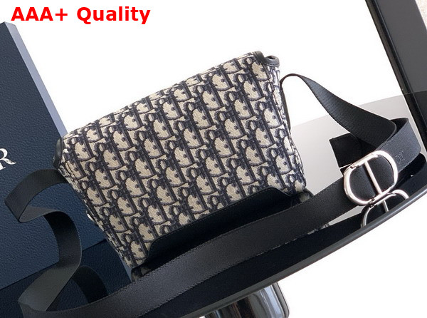 Dior Mini Dior Jett Messenger Bag with Flap Beige and Black Dior Oblique Jacquard Replica