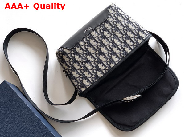 Dior Mini Dior Jett Messenger Bag with Flap Beige and Black Dior Oblique Jacquard Replica
