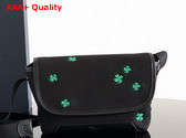 Dior Mini Dior Jett Messenger Bag with Flap Black Canvas and Dior Clover Embroidery Replica