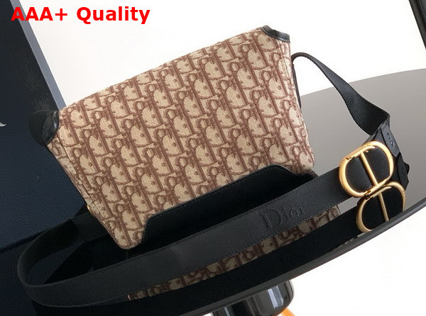 Dior Mini Dior Jett Messenger Bag with Flap Brown Dior Oblique Jacquard Replica