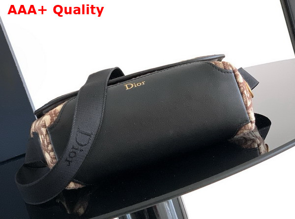 Dior Mini Dior Jett Messenger Bag with Flap Brown Dior Oblique Jacquard Replica