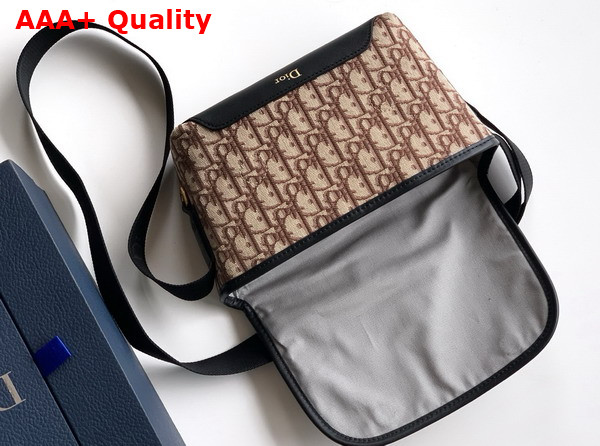 Dior Mini Dior Jett Messenger Bag with Flap Brown Dior Oblique Jacquard Replica
